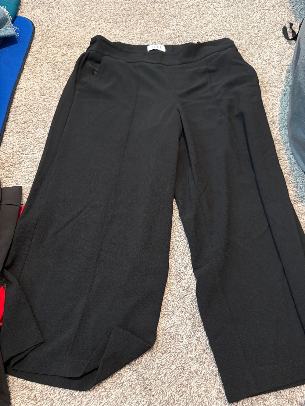 Elle Black Wide-Leg Pull-On Pants for Women